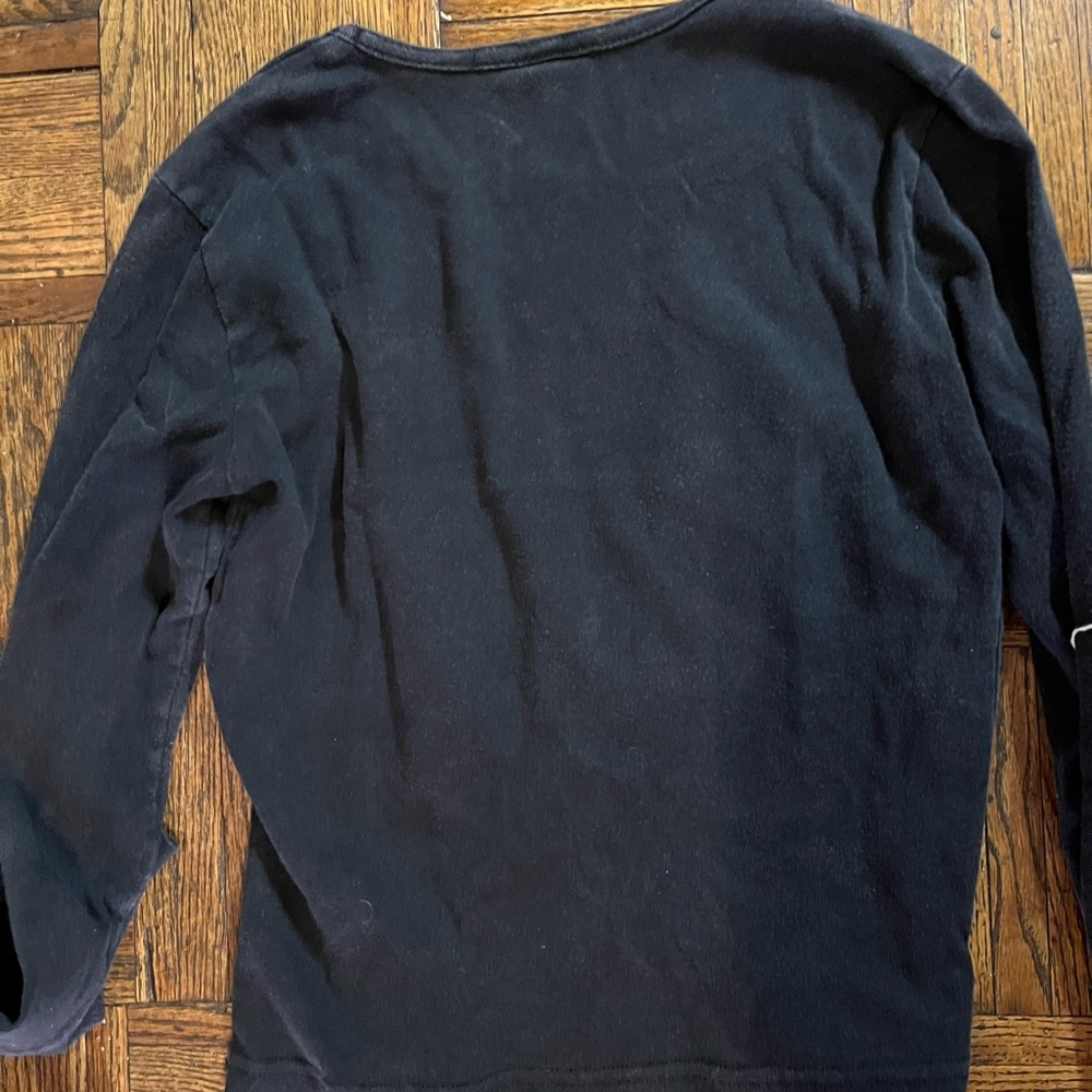 VINTAGE UNION JAVK LONG SLEEVED BLACK T SHIRT, washed look, hip length, size sm - Picture 4 of 4